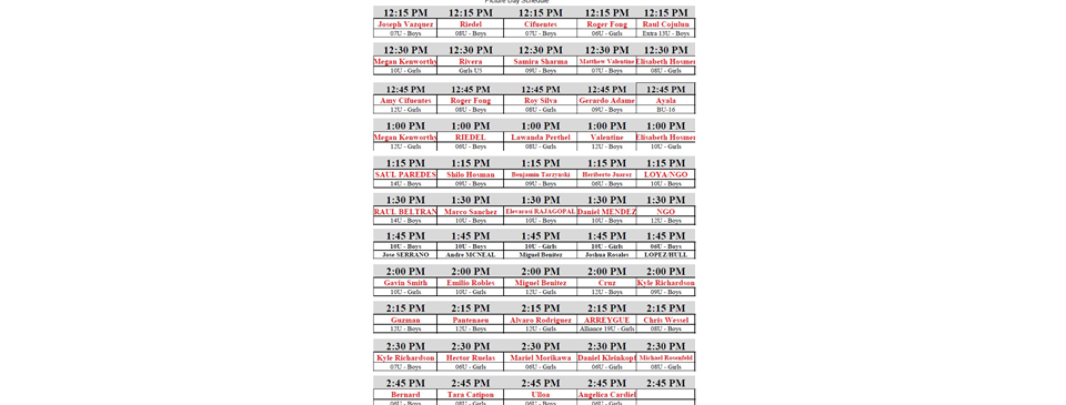 Picture Day Schedule 2